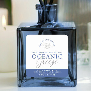 Adesivo Quadrado Rótulo do difusor de cerveja oceânica azul