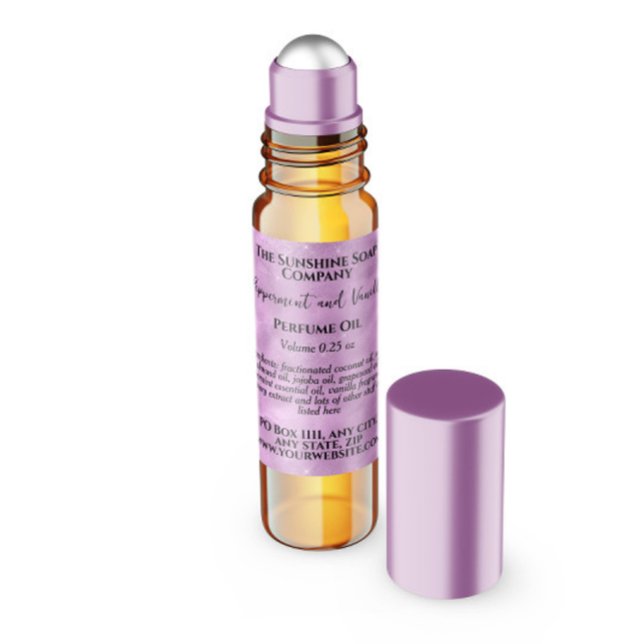 Adesivo Quadrado Rótulo do frasco do cilindro de perfumagem do Lila (Criador carregado)