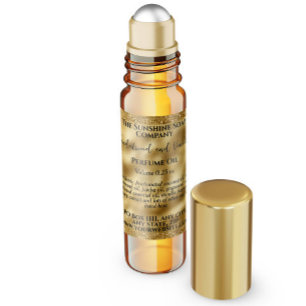 Adesivo Quadrado Rótulo do frasco do cilindro de perfumagem dourado