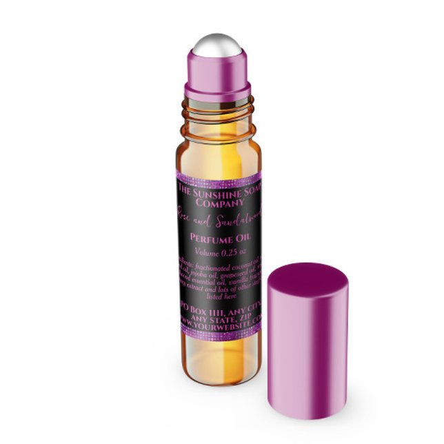 Adesivo Quadrado Rótulo do frasco do cilindro de perfumaria magenta (Criador carregado)