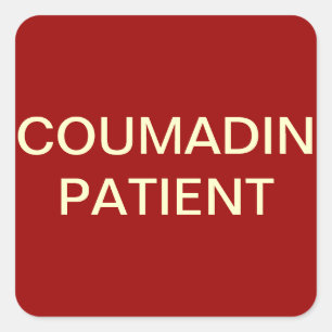 Adesivo Quadrado Rótulo do Gráfico do Doente Coumadin