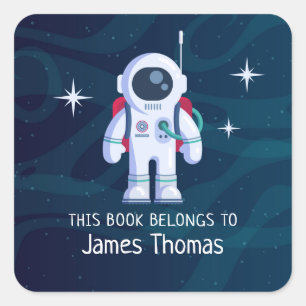 Adesivo Quadrado Rótulo do Livro Astronauta