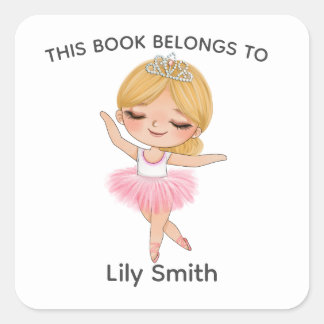 Adesivo Quadrado Rótulo do livro de balés Ballerina Tiara