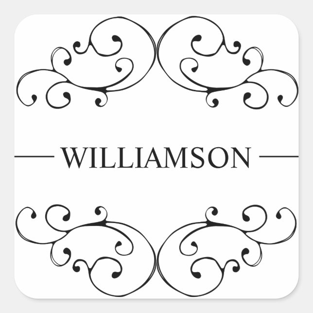 Adesivo Quadrado Rótulo do Monograma do Comboio Whimsical (Frente)