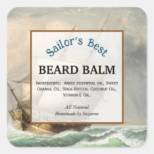 Adesivo Quadrado Rótulo do Produto Balm de Barba Náutica