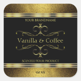 Adesivo Quadrado Rótulo do Produto Bordas Douradas de Láxurido Pret