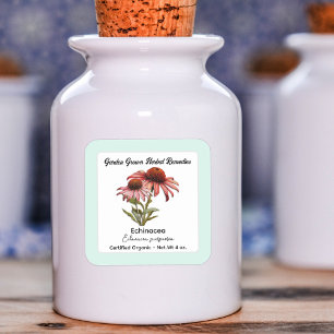 Adesivo Quadrado Rótulo do produto Coneflower Roxo Echinacea