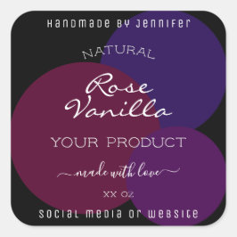 Adesivo Quadrado Rótulo do produto de captura de olhos Círculos rox