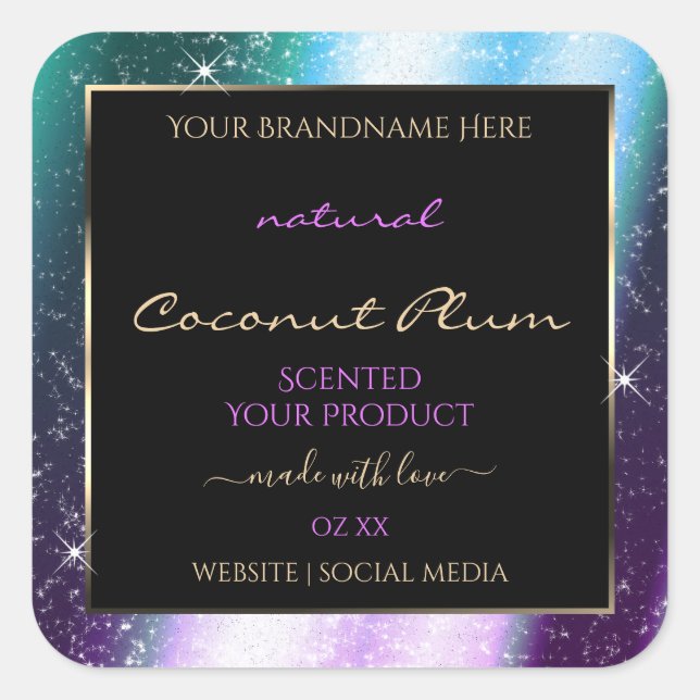 Adesivo Quadrado Rótulo do Produto de Frame Glitter de Miniatura de (Frente)