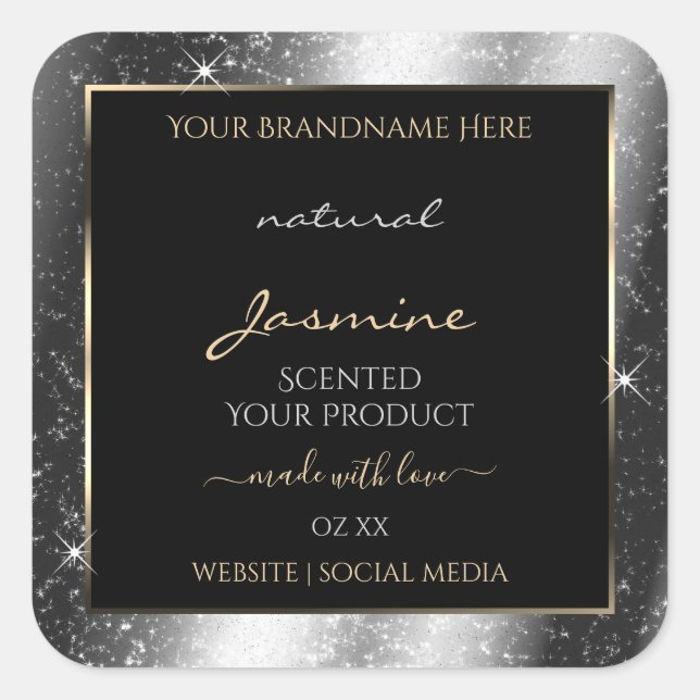 Adesivo Quadrado Rótulo do Produto de Quadro de Frame Glitter Spark (Frente)