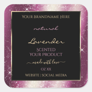 Adesivo Quadrado Rótulo do Produto Frame de Brilho com Glitter de L