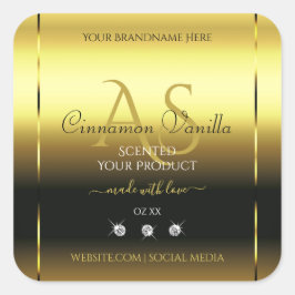 Adesivo Quadrado Rótulo do produto Shimmery Dourado de luxo Joias M