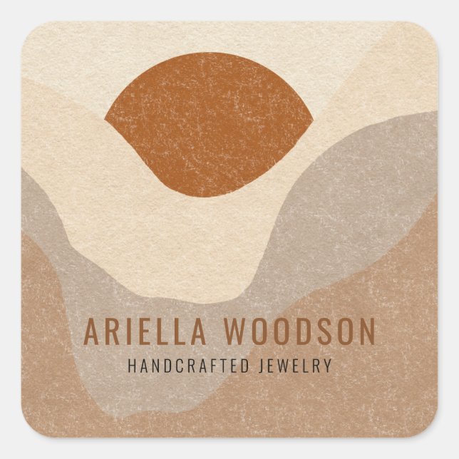 Adesivo Quadrado Rótulo do Produto Sun Desert do Boho Terracotta (Frente)