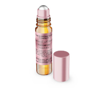 Adesivo Quadrado Rótulo do rolo de perfume de folha cor-de-rosa emb