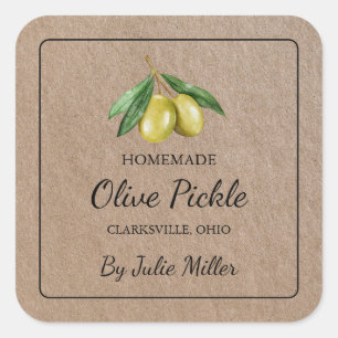 Adesivo Quadrado Rótulo Kraft Pickle Square de Olivle Casado