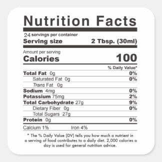 Adesivo Quadrado Rótulo Maple Syrup 2021 Editable Nutrition Facts