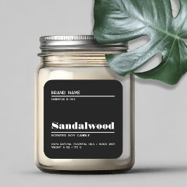 Adesivo Quadrado Rótulo minimalista de produtos de velas negras mod