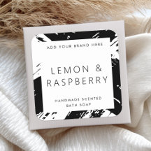 Rótulo mínimo de produtos pretos e brancos