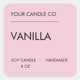 Adesivo Quadrado Rótulo Mínimo de Vela Rosa – Vela de Soja de Bauni