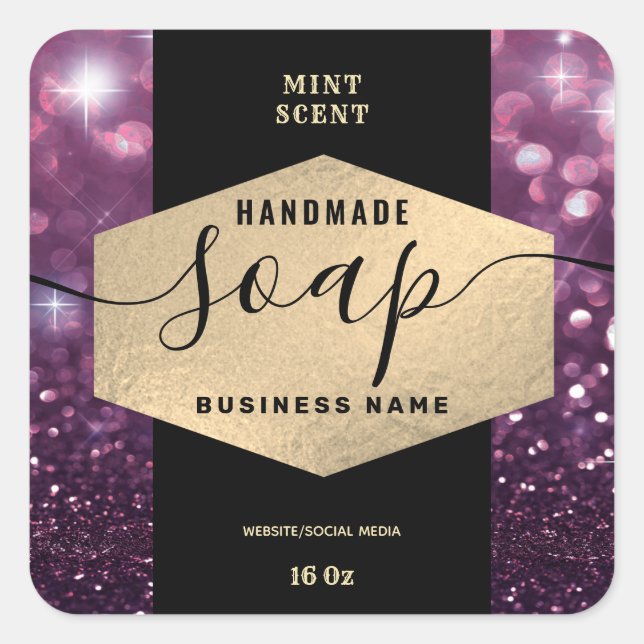 Adesivo Quadrado Rótulo moderno de manteiga corporal com escrita el (Frente)