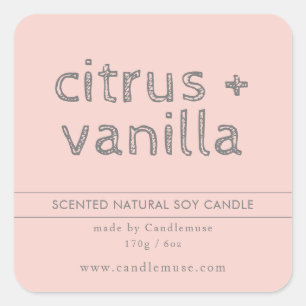 Adesivo Quadrado Rótulo moderno de produto simples para velas cor-
