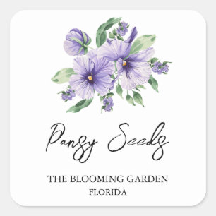 Adesivo Quadrado Rótulo Pansy Seeds