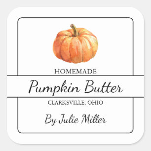 Adesivo Quadrado Rótulo Pumpkin da Manteiga Homemade