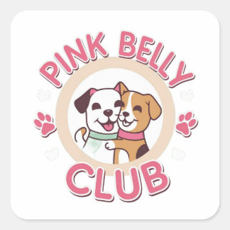 Adesivo Quadrado Rótulo Quadrado do Duo Sticker do Clube Rosa