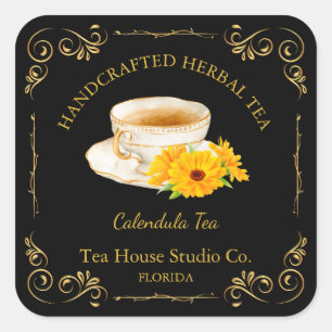 Adesivo Quadrado Rótulo Quadrado do Tea Calendário de Vintagem
