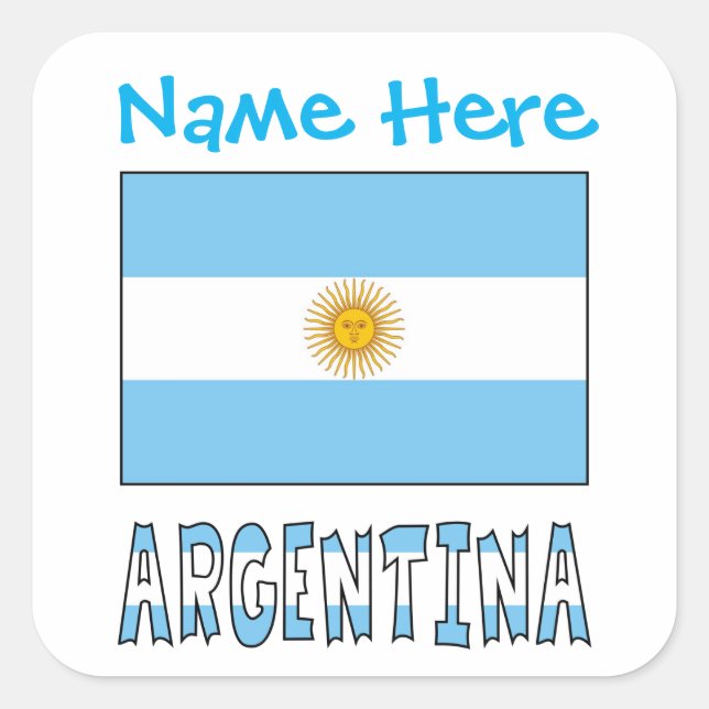Adesivo Quadrado Rótulo Quadrado Personalizado da Bandeira da Argen (Frente)