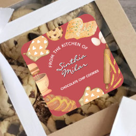 Adesivo Quadrado Rótulo Rustic Watercolor Cookies