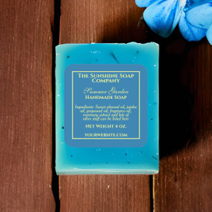 Adesivo Quadrado Rótulo simples dos cosméticos de sabão azul-lacrim