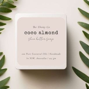 Adesivo Quadrado Rótulo Simples Elegante Mínimo Dusky Blush Soap
