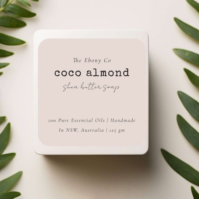 Adesivo Quadrado Rótulo Simples Elegante Mínimo Dusky Blush Soap (Criador carregado)