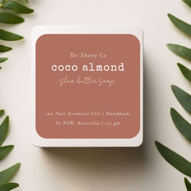 Adesivo Quadrado Rótulo Simples Elegante Mínimo Rust Soap (Criador carregado)
