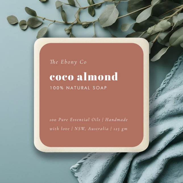 Adesivo Quadrado Rótulo Simples Elegante Mínimo Rust Soap (Criador carregado)