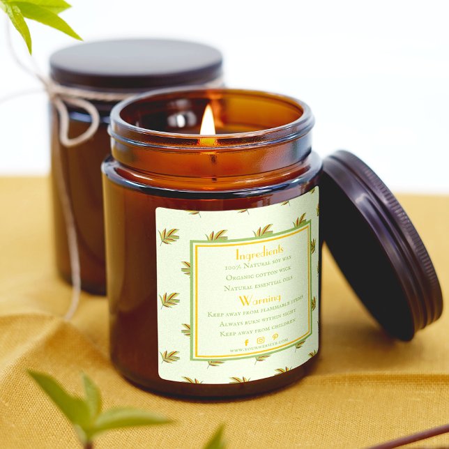 Adesivo Quadrado Rótulo traseiro de Ingrediente de Vela de Folhas T (Criador carregado)