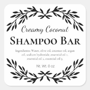 Adesivo Quadrado Rótulos de Bar de Shampoo, Caseiro Branco, Crise