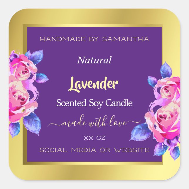 Adesivo Quadrado Rótulos de Embalagem de Produto Floral Moderno Dou (Frente)