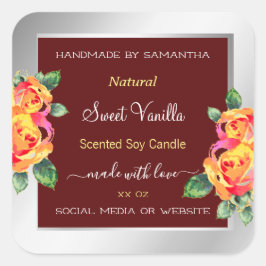 Adesivo Quadrado Rótulos de embalagem de produtos Florais Prata Bor