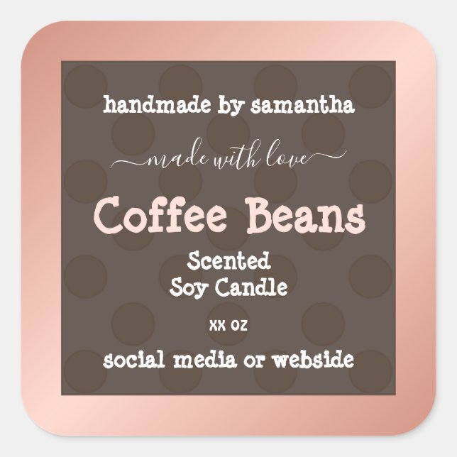 Adesivo Quadrado Rótulos de empacotamento de produtos de padrão-pon (Frente)