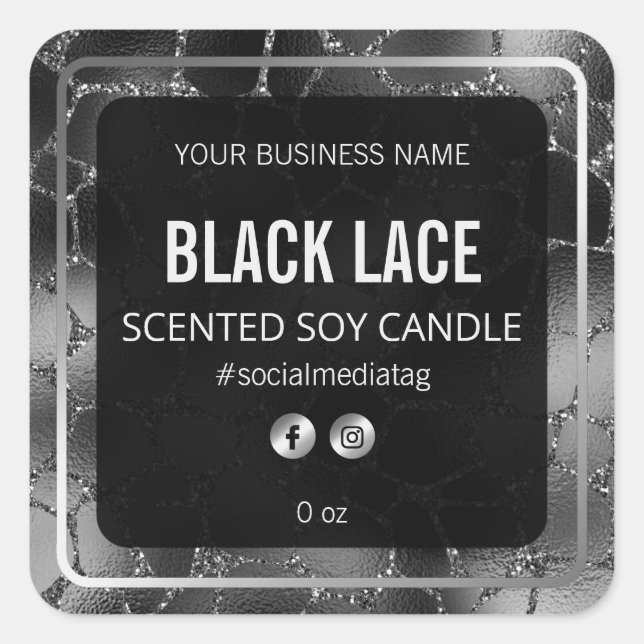 Adesivo Quadrado Rótulos de Impressão de produto Black Giraffe (Frente)