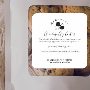 Adesivo Quadrado Rótulos de Ingredientes de Biscoitos Caseiros Pada