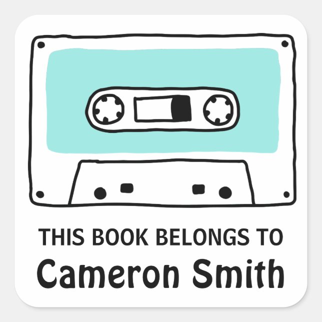 Adesivo Quadrado Rótulos de livros de fitas de cassetes de música r (Frente)