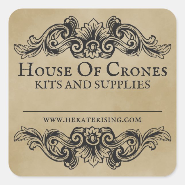 Adesivo Quadrado Rótulos de Negócios do Vazio Crystal Herb Spell (Frente)