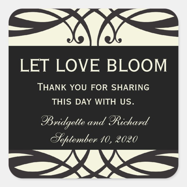 Adesivo Quadrado Rótulos de Pacotes de Sementes de Arte Deco (Frente)