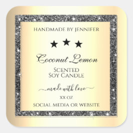 Adesivo Quadrado Rótulos de produto com efeito Dourado de brilho pr