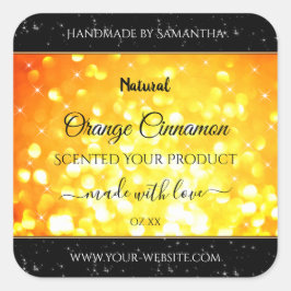 Adesivo Quadrado Rótulos de Produto com Espumantes Laranja Glamoros