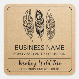 Adesivo Quadrado Rótulos de produto da Vela de soja de papel Kraft