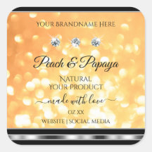 Rótulos de produto de brilho laranja Diamantes esp